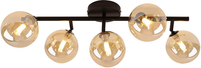Olucia - REMO - Plafondlamp - Amber / Zwart - Vorm: Rechthoek
