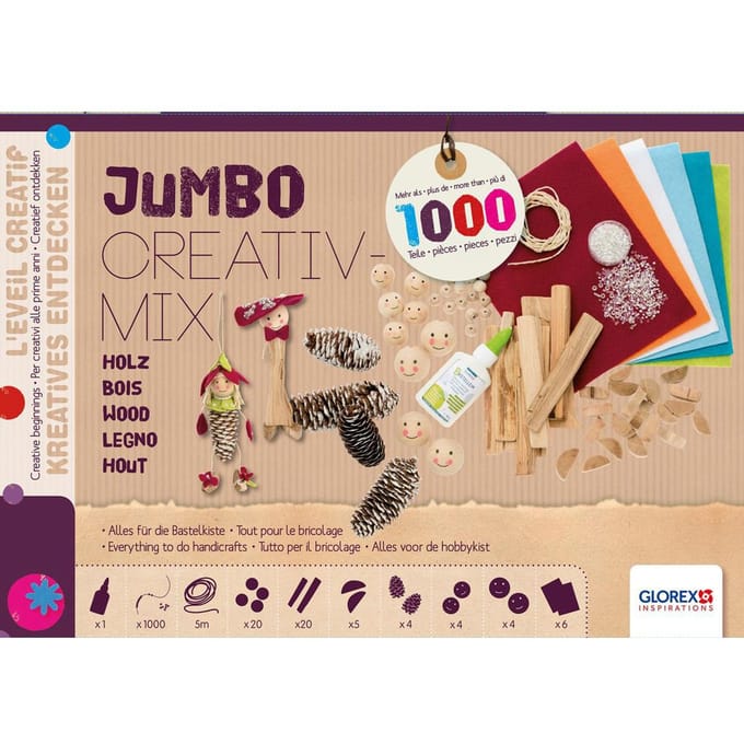 Jumbo creatieve mix "Natuurlijk hout", ca. 1.000 onderdelen