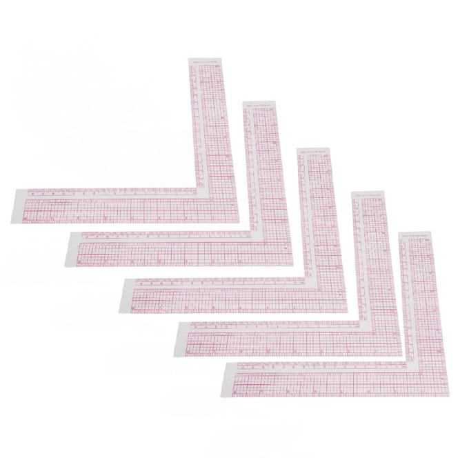 5 pièces Règle de couture Professionnelle Haute Précision Échelle Claire Plastique Règle de mesure de couture en forme de L gray