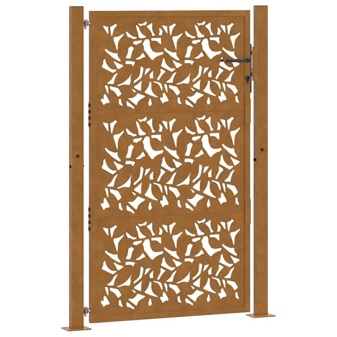 vidaXL - Poort - met - bladontwerp - 100x125 - cm - weervast - staal