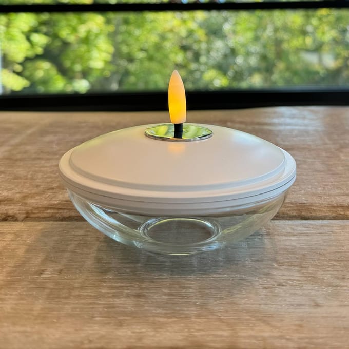 Sirius LED sfeerlamp Lia, wit, oplaadbaar, glas, kunststof