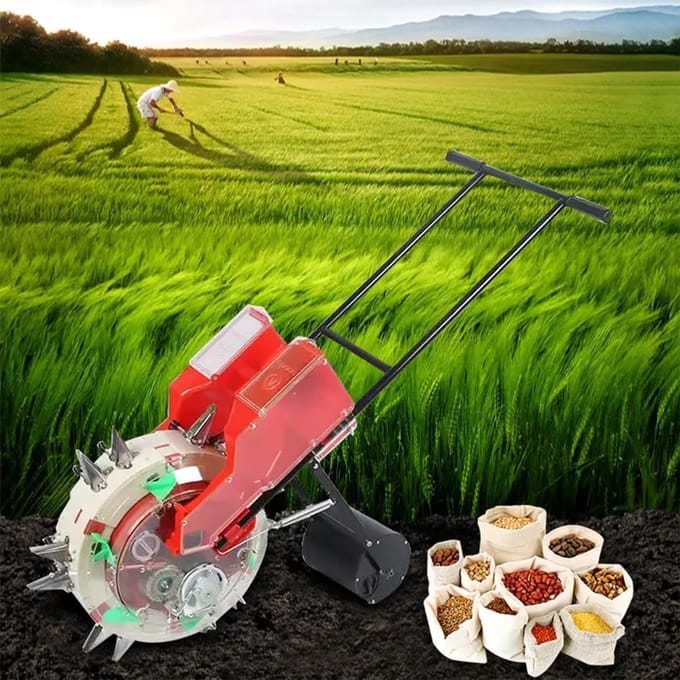 Gazonzaaimachine kunstmeststrooier - Handige planter - Efficiënt tuinieren - Dubbele emmers - 12 gaten - Groen