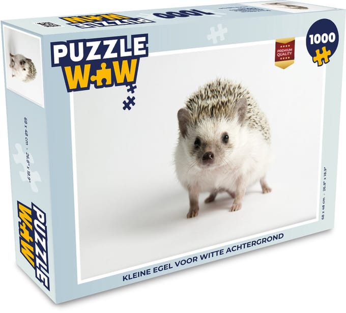 Puzzel Kleine egel voor witte achtergrond - Legpuzzel - Puzzel 1000 stukjes volwassenen
