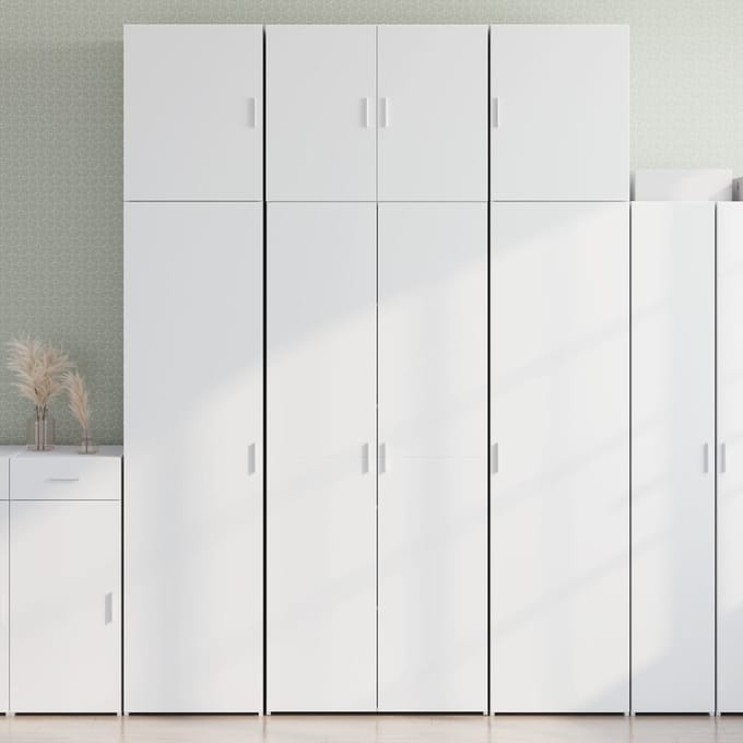 vidaXL - Hoge - kast - 80x42,5x249 - cm - bewerkt - hout - wit