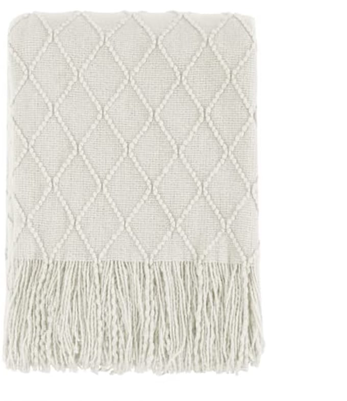 Zachte gebreide decoratieve deken in beige - 127 x 152 cm