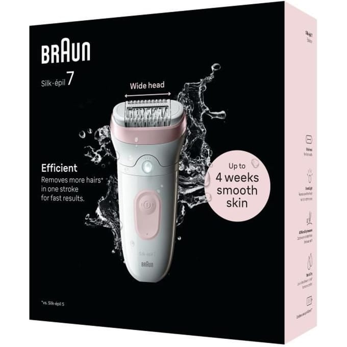 Braun Silk·épil 7 - Epilator voor Eenvoudige Ontharing - Langdurig Gladde Huid - 7-000 - Wit/Flamingo