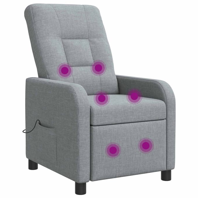 vidaXL - Massage - Relaxstoel - Lichtgrijs - Stof