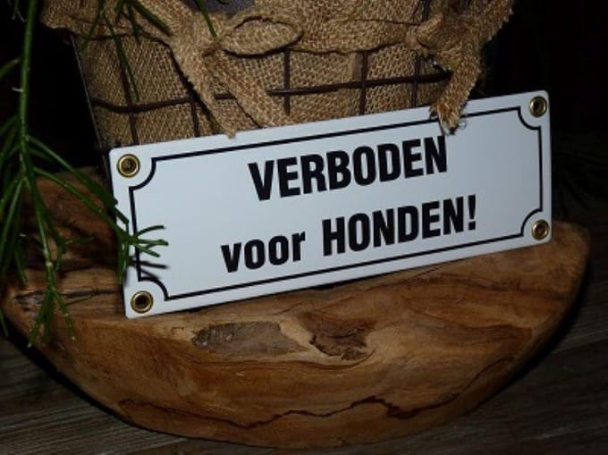 Emaille bord 'Verboden voor honden'