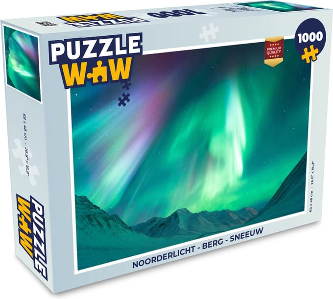 Puzzel Noorderlicht - Berg - Sneeuw - Legpuzzel - Puzzel 1000 stukjes volwassenen