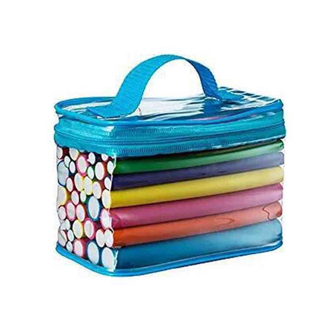 Bigoudis Flexibles Doux Portables Sans Chaleur Bigoudis avec Sac Bleu pour Salon de Beauté blue