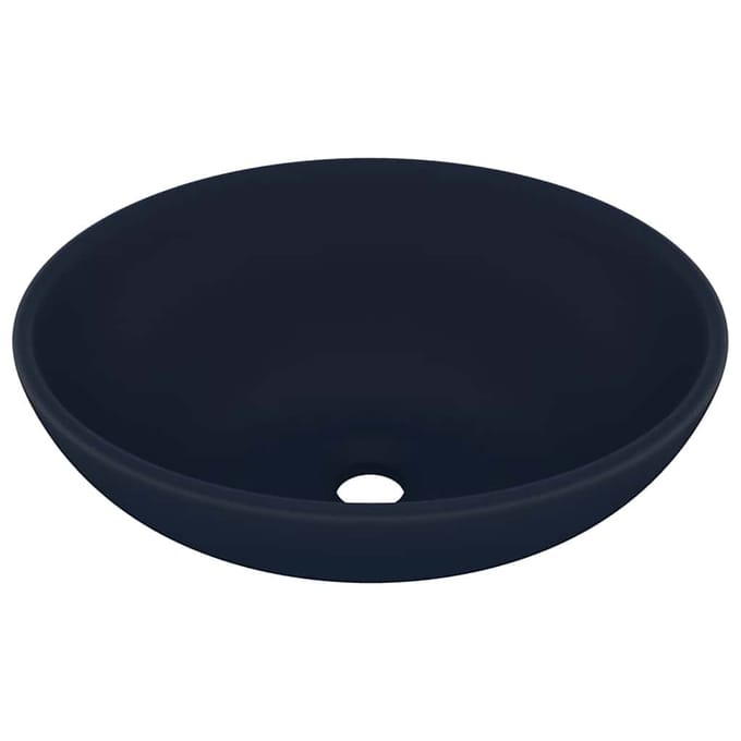 vidaXL - Wastafel - ovaal - 40x33 - cm - keramiek - mat - donkerblauw