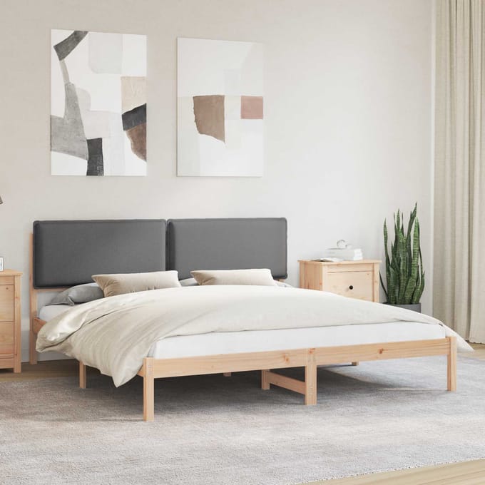 vidaXL - Bedframe - met - Gevoerde - Hoofdbord - Donkergrijs - 180 - x - 200 - cm