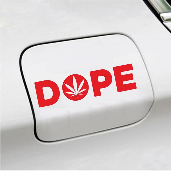 Bumpersticker - Dope - 4,5 X 17 - Rood