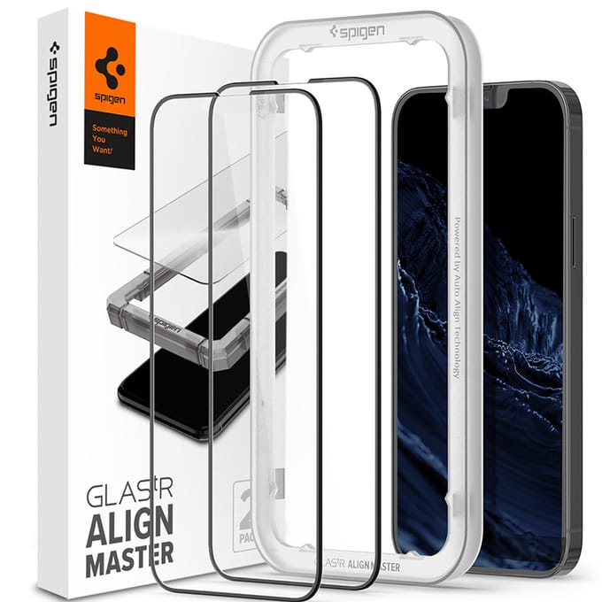 Spigen AlignMaster Full Cover Screenprotector 2 Pack voor de Apple iPhone 13 Pro Max