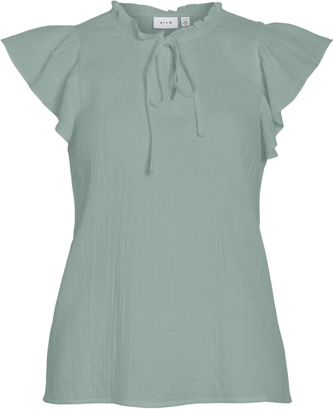 VILA - VILANIA O-NECK S/L FRILL TOP/VOL - Dames - Blouses