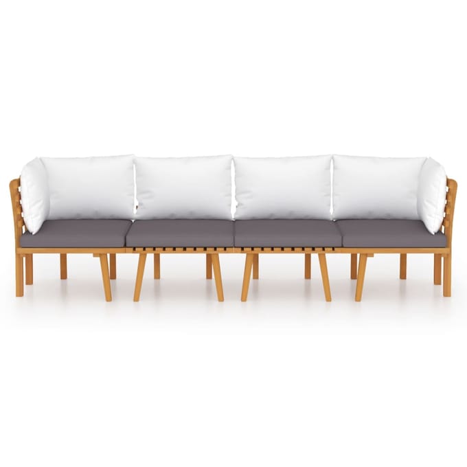 vidaXL - 4-delige - Loungeset - met - kussens - massief - acaciahout