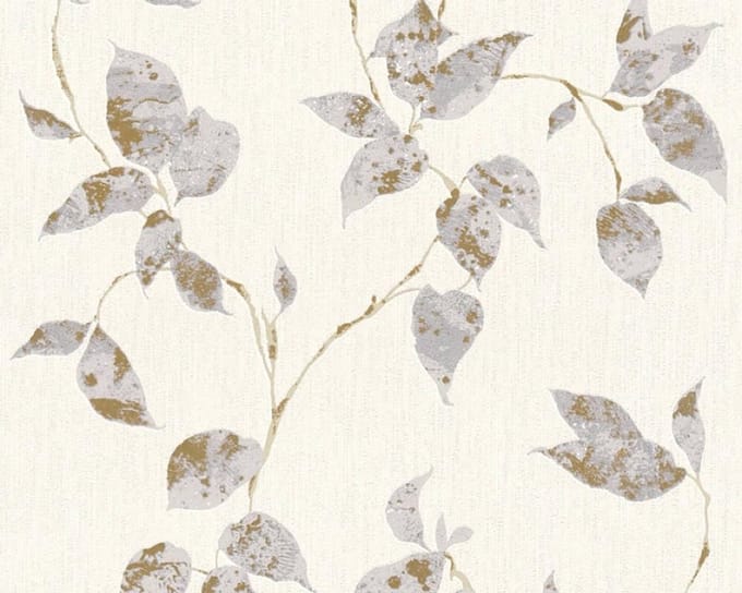 BLADEREN BEHANG | Landelijk - grijs metallic wit - A.S. Création Flavour