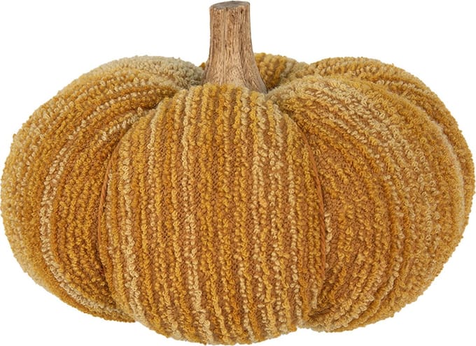 Clayre & Eef Decoratie Pompoen Ø 20x14 cm Geel Polyester Herfst decoratie