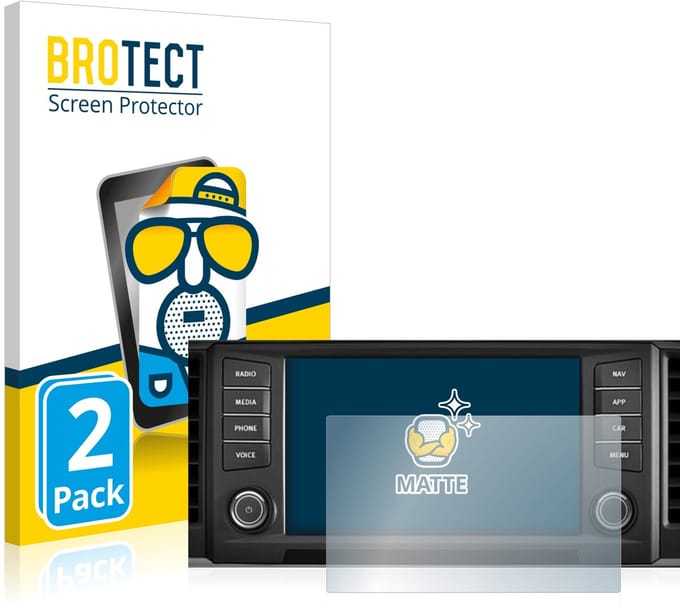 BROTECT - Screenprotector voor Seat Ateca 2016 Media System Plus 8" 2016 - Folie Beschermfolie matte 2 Stuks