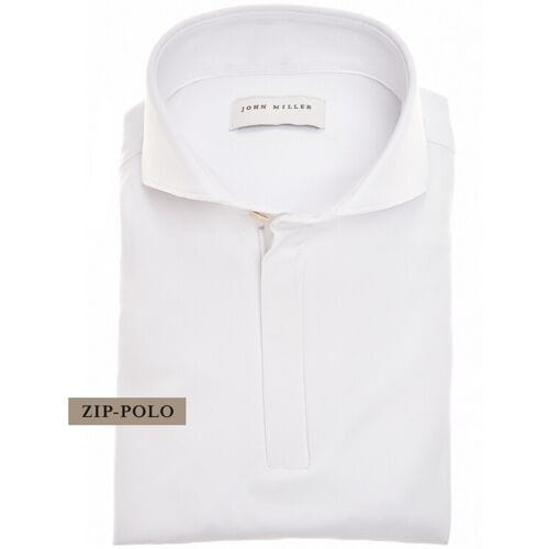 John Miller Polo Long Sleeve Slim Zip Collar Hyperstretch Wit / male
