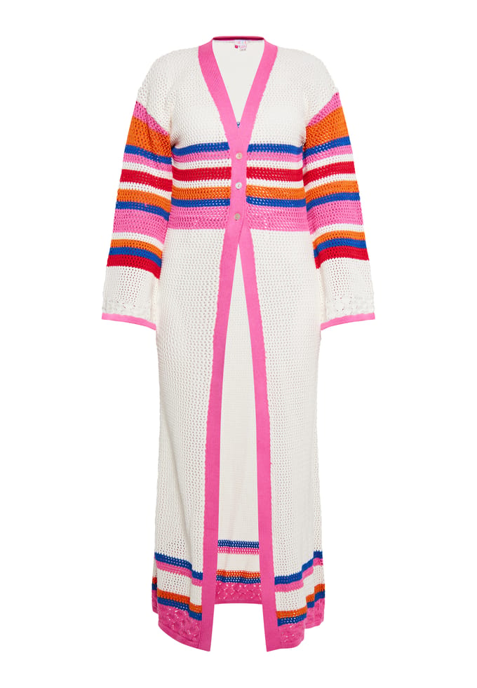IZIA Vest Dames Wol Wit Veelkleurig