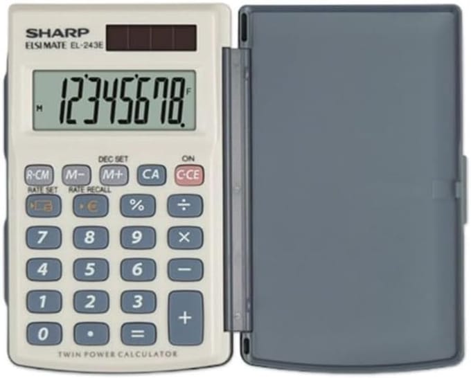 Zakrekenmachine - Compacte Rekenmachine - Snelle Berekeningen - Duidelijk Display - 10.5 x 6.4 cm - Wit Blauw