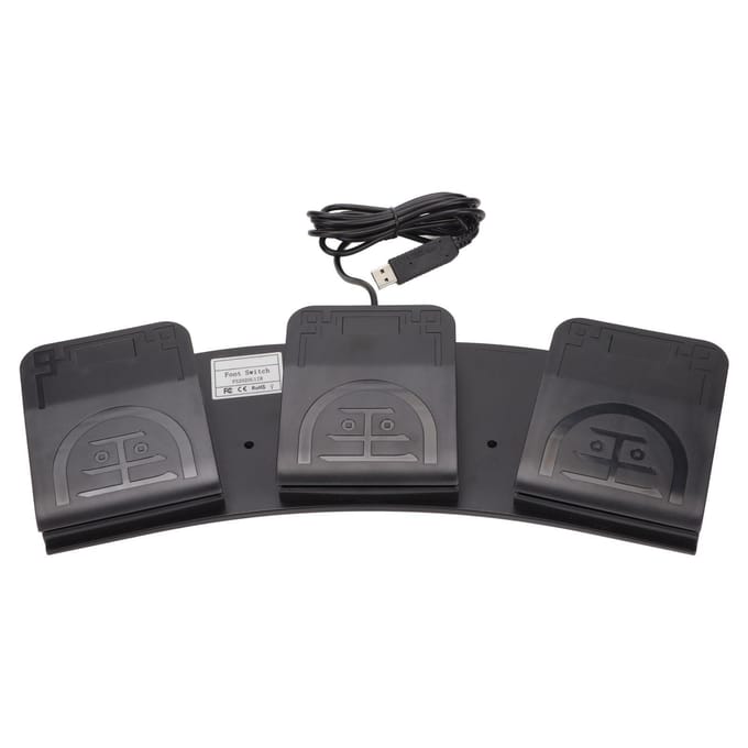 Pédale USB 3 Touches Multifonction Ergonomique Sensible Durable Pédale USB pour Jeu Média black