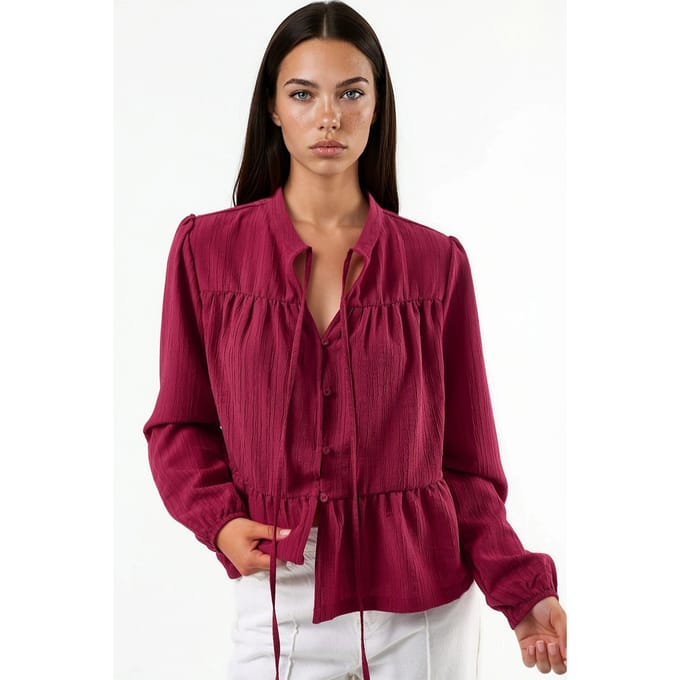 Langemouwen Tippet Kragen Blouse