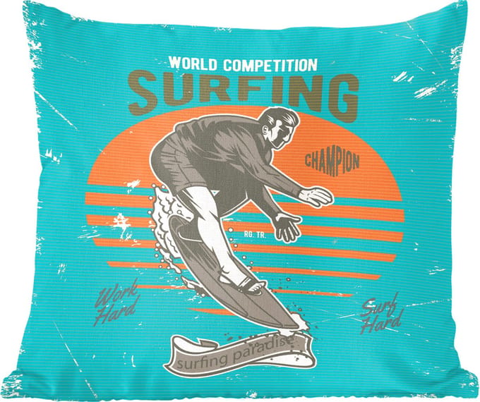 Sierkussens - Kussentjes Woonkamer - 60x60 cm - Vintage - Surf - Surfplank