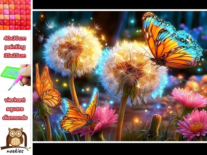 40x30cm Diamond Painting vogel bloemen (vierkant) nr 191