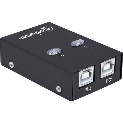 Manhattan USB-A Automatic Sharing Switch, 2x USB-B Ports, 480 Mbps (USB 2.0) 2 poorten USB 2.0-schakelaar Zwart