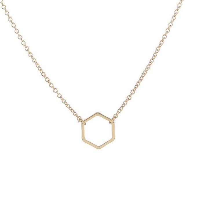 24/7 Jewelry Collection Zeshoek Ketting - Hexagoon - Goudkleurig