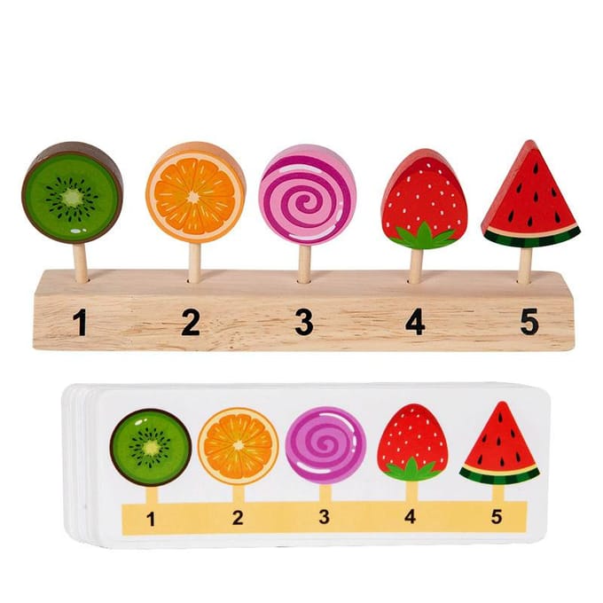 Kinderen Vorm Kleur Sorteer Bordspel Speelgoed Houten Fruit Snoep IJs Matching Spel Logisch Denken Training Doe-alsof Voedsel Speelgoed beige