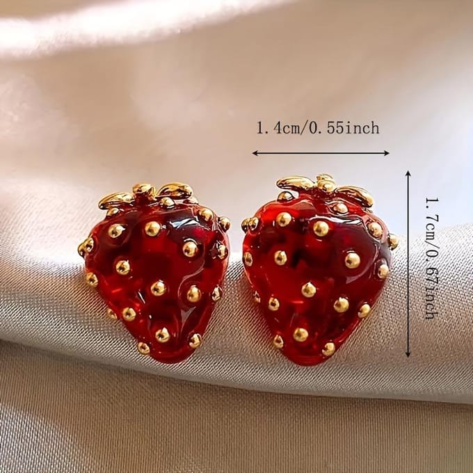 Mode Stijl Aardbei Vormige Oorbellen Sieraden Feest Cadeau brown