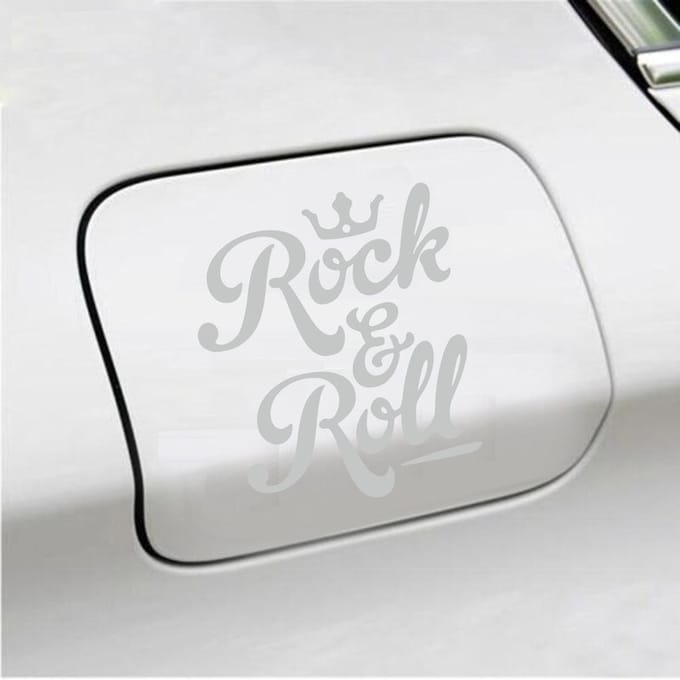 Bumpersticker - Rock & Roll - 11,3 X 13 - Licht Grijs
