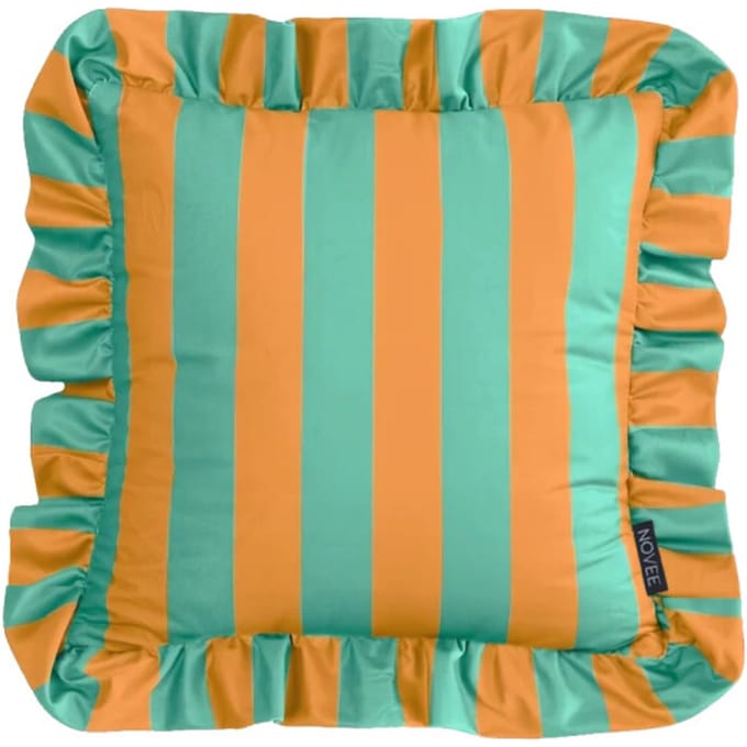 NOVÉE Sierkussen ruffles stripe /geel | 45x45 cm | katoen/polyester