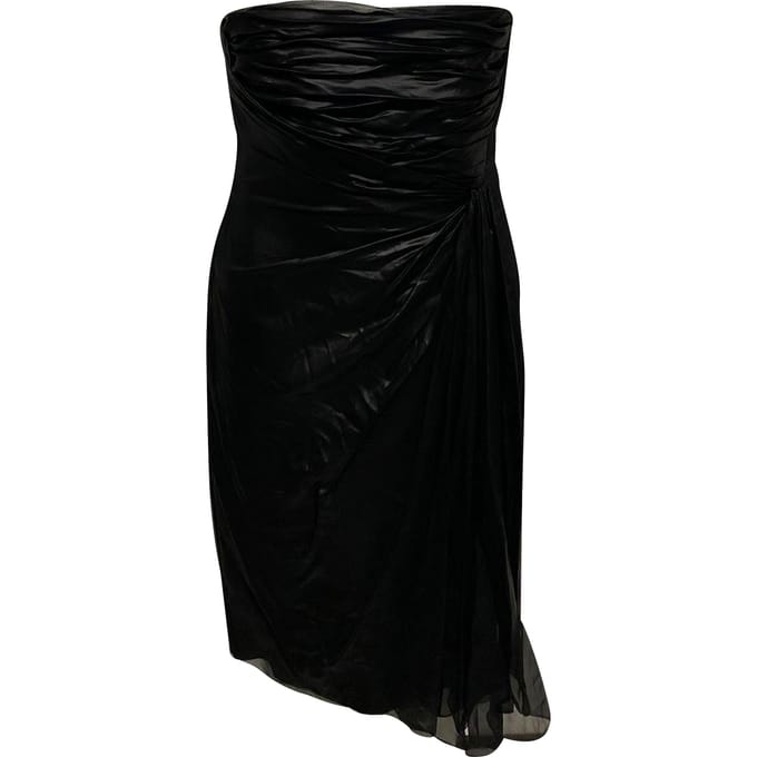 Valentino geplooide strapless mini-jurk van zwarte zijde