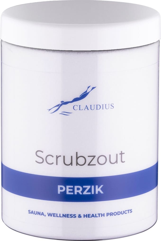 Scrubzout Perzik in handige pot - 1250 gram - met witte deksel - Hydraterende Lichaamsscrub