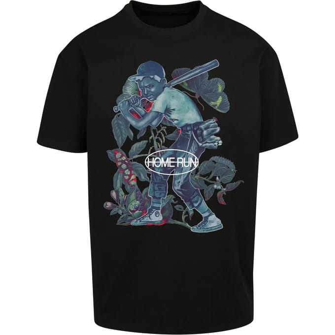 Mister Tee - Home Run Oversize Heren T-shirt - M - Zwart