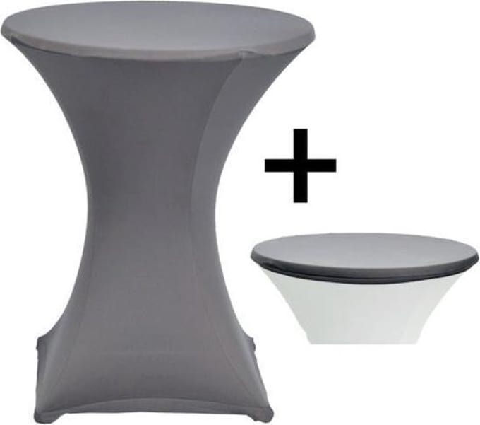 Cover Up Statafelrok Stretch - Ø80-85cm - Incl. Topcover - Grijs