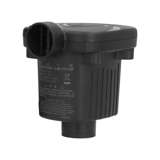 Luchtpomp DC12V Vermogen 50W 2 Functionele Mondstukken Lichtgewicht Opblaaspomp voor Rubberboot black
