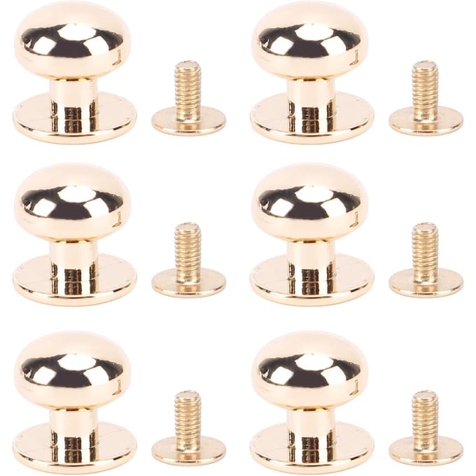 20 Sets Bolkop Stud Klinknagels 12mm Hoge Hardheid Schroef Achterkant Ontwerp Ronde Kop Klinknagels voor Handwerk goud