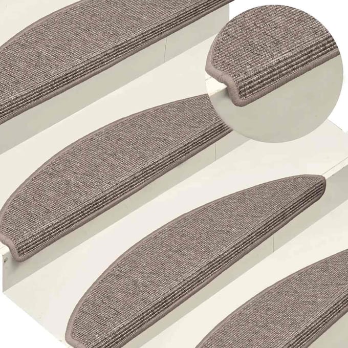 vidaXL - Trapmatten - 15 - st - 65x21x4 - cm - Donkerbeige - Halfrond - Groot