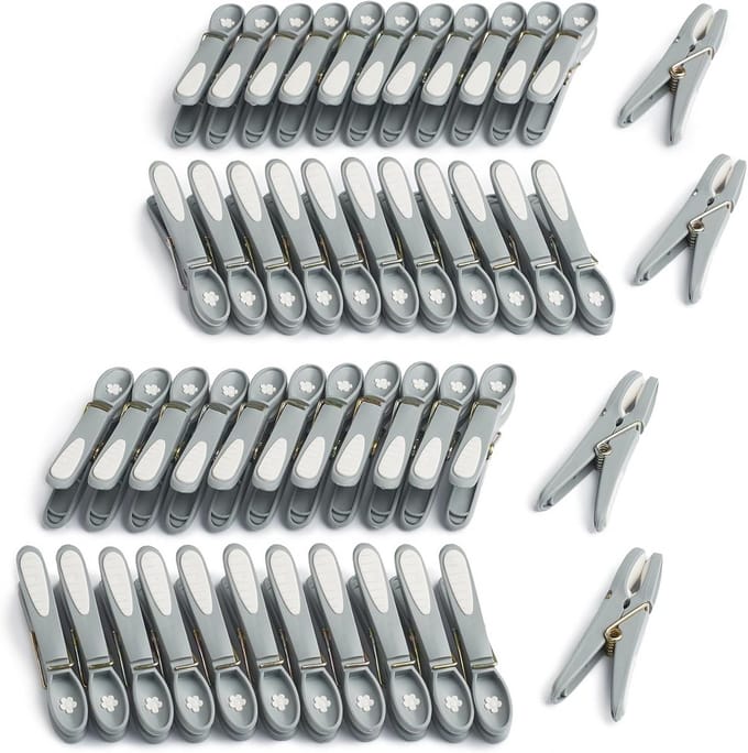 Premium Wasknijpers Bloem 48 Stuks - Ultiem Grijs-Wit