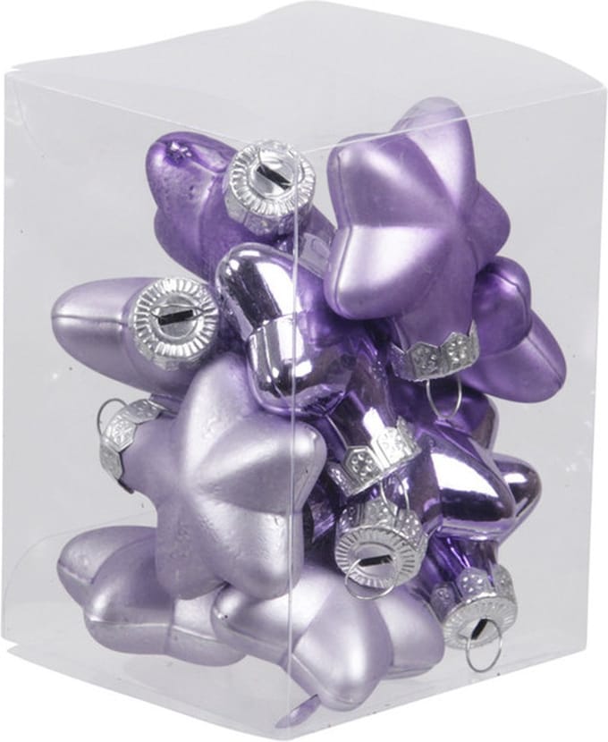 Othmar Decorations Kerstornamenten - sterren - 12x st - amethyst paars - 4 cm - glas - kerstversiering