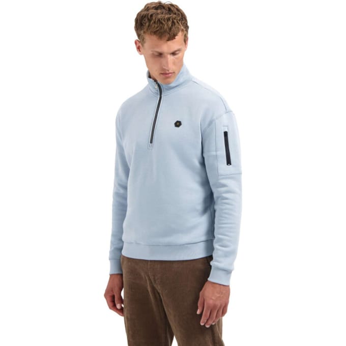 No Excess Sweater Half Zip Brushed Dusty Blue Größe: M | Pullover Outlet | Herren | Blau