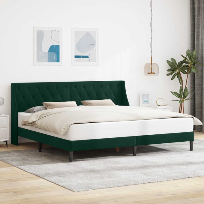 vidaXL - Bedframe - met - hoofdeinde - Donkergroen - 180 - x - 200 - cm - Fluweel