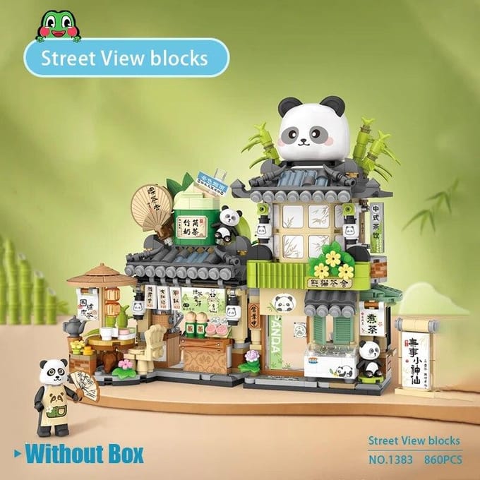 LOZ - Panda World - Teddy Bear Coffee Shop | Mini Block Building Set | Build and Create No. 1382