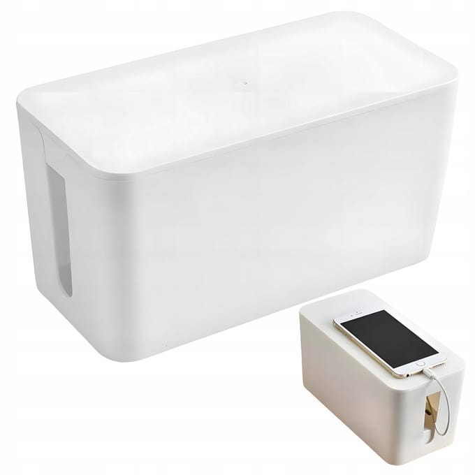 Kabelbox Organizer - Maat M - Wit - 32/13.8/13 cm - Stekkerdoos Opbergbox - Voor Kabels & Laders
