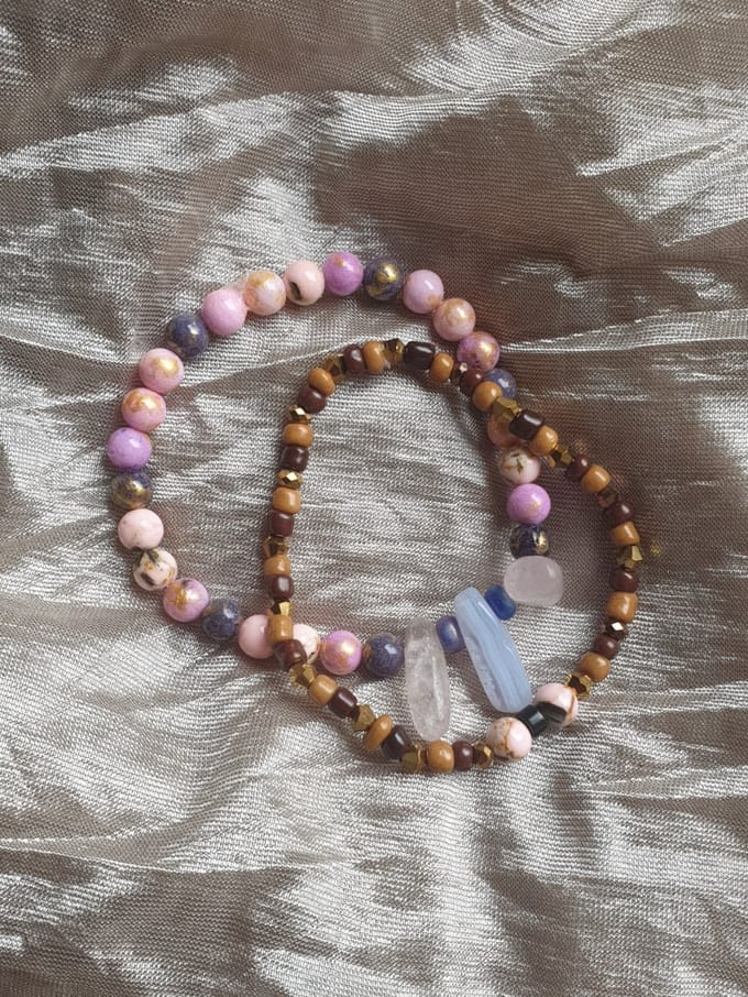Kleurige jade met Chalcedoon en Rozenkwarts en gratis armbandje